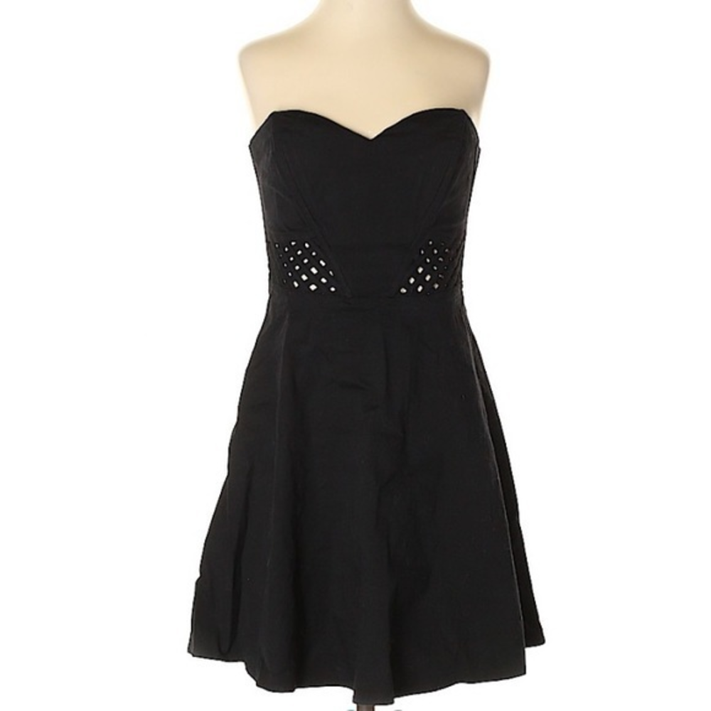 Sparkle‎ & Fade 2 black strapless cut out waist structured fit flare retro dress